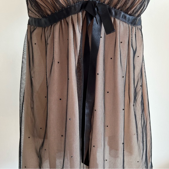 Victoria’s Secret Very Sexy Babydoll Top Size M Mesh Tan Black Rhinestone - Picture 3 of 10